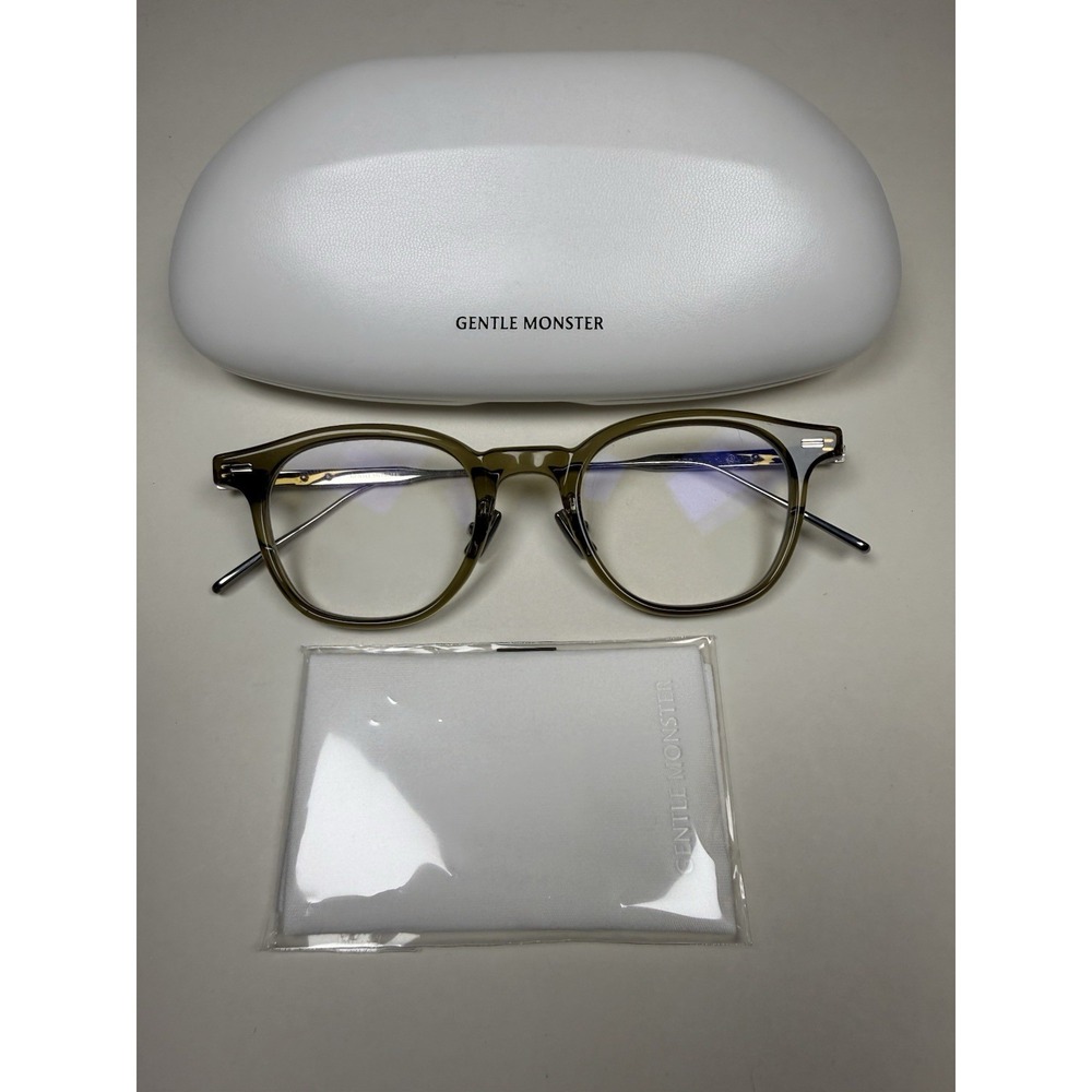 Gentle Monster ROB 47□22-149 Titanium Eyeglasses Frames Olive Gray w/ Case